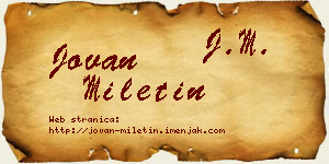 Jovan Miletin vizit kartica